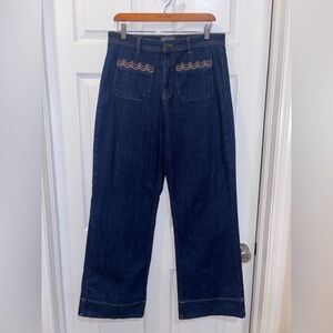 Wyse Navy Embroidered Jeans SZ 4